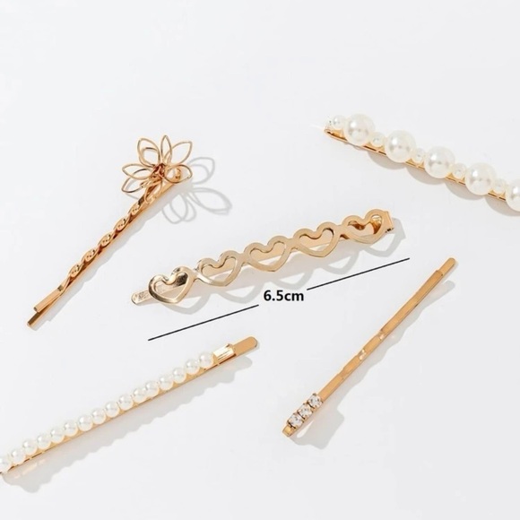 FAUX PEARL FLORAL DECOR HAIR BOBBY PIN SET - Picture 3 of 3